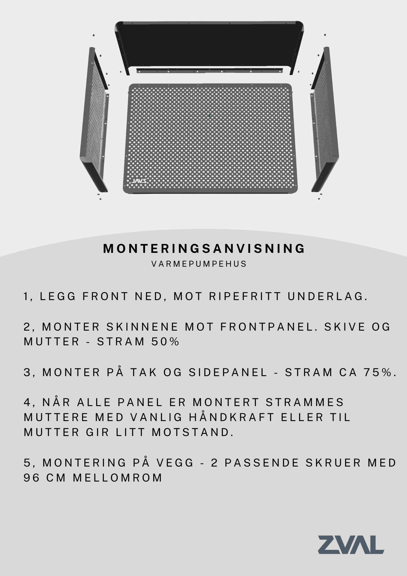 Varmepumpehus aluminium - Sort